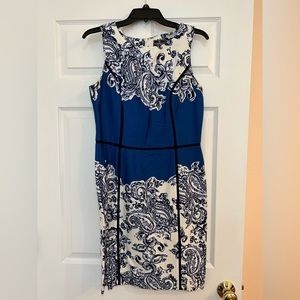 Blue paisley sheath dress